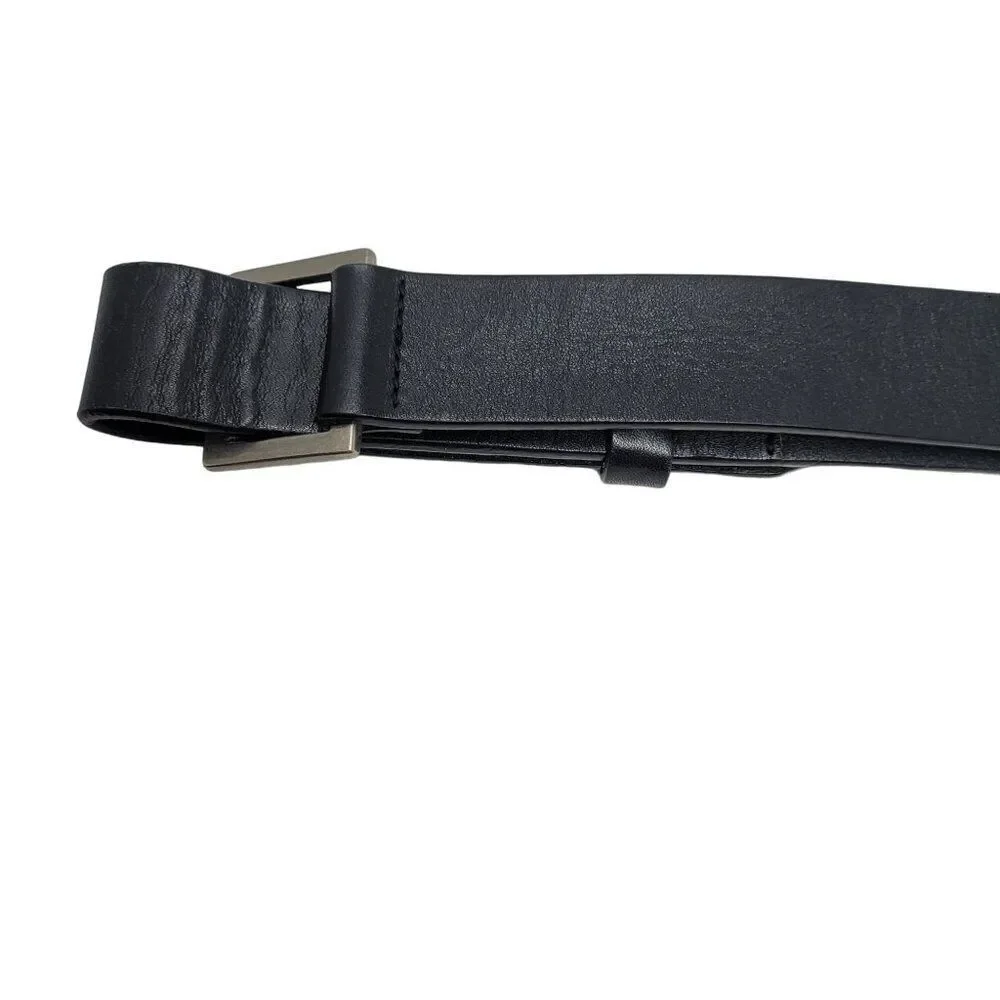 Vintage Polo Jeans Genuine Leather Belt M Fold Over Hook Loop Closure Logo‎